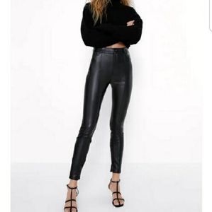 Zara Chocolate  Brown Faux Leather pants